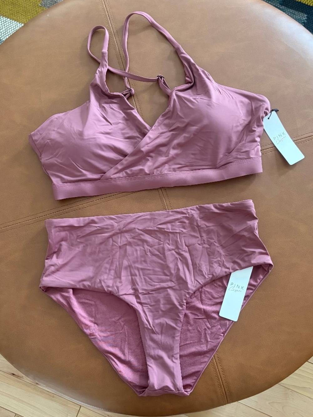 Pink Cove Mauve size large bikini set NWT high waisted